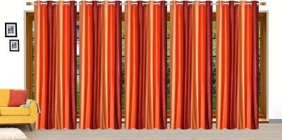Stella Creations 275 cm (9 ft) Polyester Long Door Curtain (Pack Of 5)(Solid, Orange)
