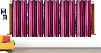 Stella Creation 154 cm (5 ft) Polyester Window Curtain (Pack Of 5)(Solid, Purple)