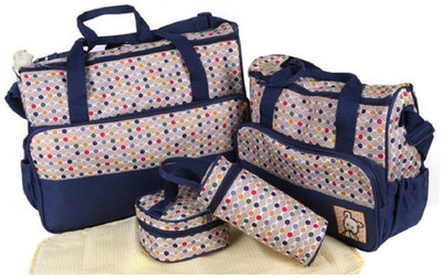 

RIMJHIM TOYS 5pcs/set Baby Diaper Bag Nappy Mummy Bag Print Maternity Handbag Changing Baby Messenger Bag 047 Maternity Handbag(Navy Blue)
