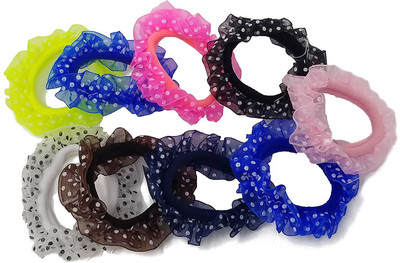 

RBasic Elastic hairband, soft chiffon patterned fabric MEDIUM (pack of 9) Hair Band(Multicolor)