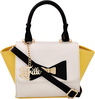 LaFille Hand-held Bag(Yellow, Beige, Black), Beige;black;yellow