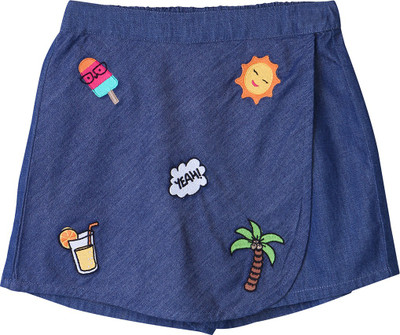 

Beebay Short For Girls Casual Applique Cotton(Blue, Pack of 1