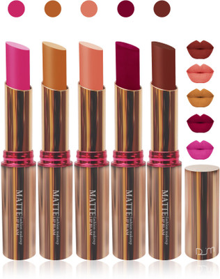 

Femina09 velvet matte lady blam Enriched with Vitamin E lipstick women fashion color cosmetics makeup combo set of 5(d pink,skin brown,l brown,maroon,d brown, 25 g)