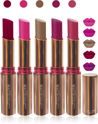 

Femina09 velvet matte lady blam Enriched with Vitamin E lipstick women fashion color cosmetics makeup combo set of 5(magenta,purple,d pink,khaki brown, maroon, 25 g)