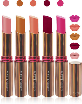 

Femina09 velvet matte lady blam Enriched with Vitamin E lipstick women fashion color cosmetics makeup combo set of 5(d brown,maroon,l brown,pink,skin brown, 25 g)