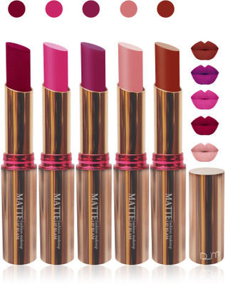 

Femina09 velvet matte lady blam Enriched with Vitamin E lipstick women fashion color cosmetics makeup combo set of 5(brown,purple,d pink,pink,maroon, 25 g)
