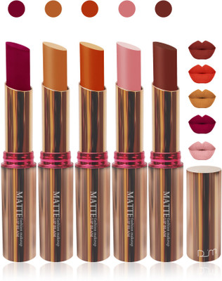 

Femina09 velvet matte lady blam Enriched with Vitamin E lipstick women fashion color cosmetics makeup combo set of 5(orange,pink,l brown,maroon,d brown, 25 g)