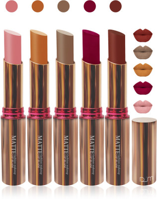 

Femina09 velvet matte lady blam Enriched with Vitamin E lipstick women fashion color cosmetics makeup combo set of 5(d brown,marron,khaki brown,pink)