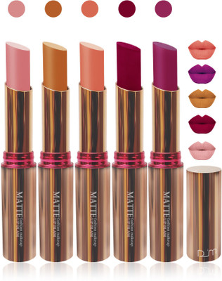 

Femina09 velvet matte lady blam Enriched with Vitamin E lipstick women fashion color cosmetics makeup combo set of 5(purple,skin brown,pink,l brown,maroon, 25 g)