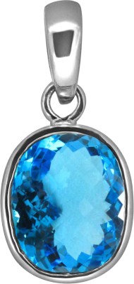 TEJVIJ AND SONS 10.25 ratti natural neela pukhraj blue topaz silver pendent with silver plated for men & women… 999 Silver Topaz Silver Pendant
