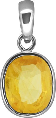 TEJVIJ AND SONS 4.25 ratti original yellow sapphire pukhraj silver pendent with silver plating for men & women… 999 Silver Sapphire Silver Pendant