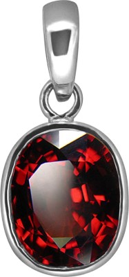 TEJVIJ AND SONS 9.25 ratti natural ceylon gomed garnet silver pendent with silver plating for men & women… 999 Silver Garnet Metal Pendant