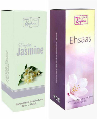 

RAYHAN ENTERPRISE ENGLISH JASMINE & EHSAAS EAU DE PERFUMES 60 ML PACK OF 2 (UNISEX) Eau de Parfum - 60 ml(For Men & Women)