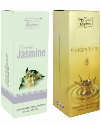 

RAYHAN ENTERPRISE ENGLISH JASMINE & GOLDEN DROP EAU DE PERFUME 60 ML PACK OF 2 UNISEX Eau de Parfum - 60 ml(For Men & Women)