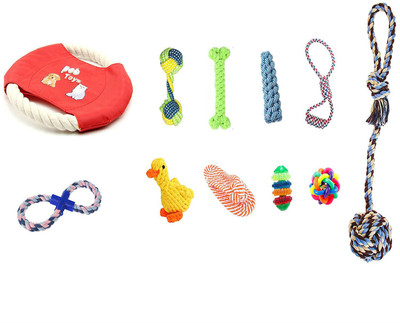 

Shrih Pack Of 11 Natural Cotton Rope Braided Chew Toys. Polyresin Chew Toy For Dog
