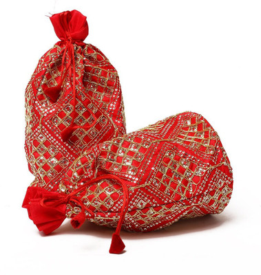 

Kolorfish Sequence Square Indian Vibrant & Designer: Traditional Potli for Party:Wedding-Festival Gifting/ Jewellery Pouch/ Coin Pouch/ Make up bag Red 2 piece Potli(Red)