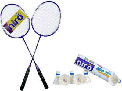 

Niro Badminton and Shuttlecock Combo Set (Set of 2 Badminton and 6 Shuttlecocks) Multicolor Badminton Racquet(G3 - 3.5 Inches, 400 g)