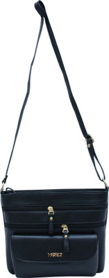 

Merci Women Casual Black Leatherette Sling Bag