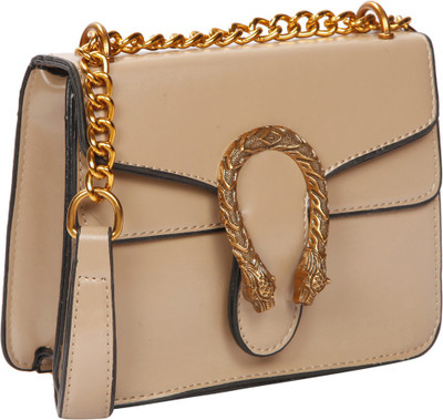 

Bagkok Women Evening/Party Beige PU Sling Bag