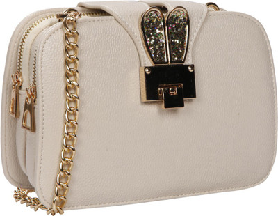 

Bagkok Women Evening/Party Beige PU Sling Bag