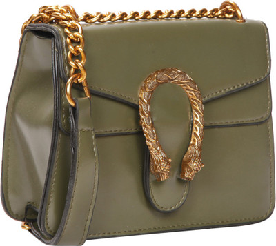 

Bagkok Women Evening/Party Green PU Sling Bag