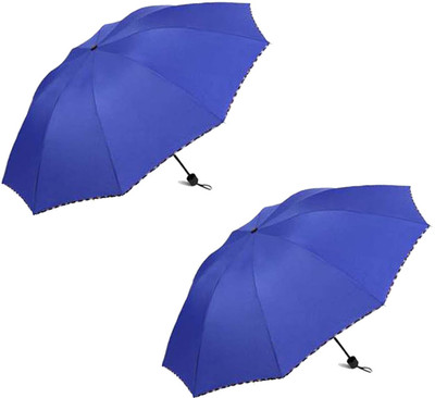 

KEKEMI 3 Fold Plain Umbrella(Blue)