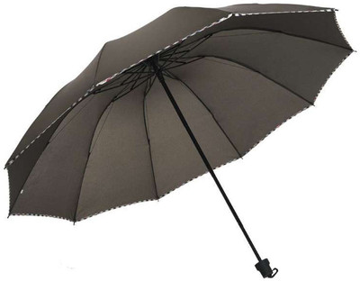 

KEKEMI 3 Fold Plain Umbrella(Brown)
