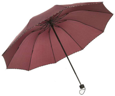 

KEKEMI 3 Fold Plain Umbrella(Maroon)