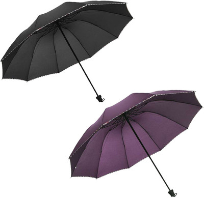 KEKEMI 3 Fold Plain Umbrella(Purple)
