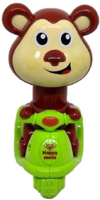 

ARP Collections Happy Moto Baby Monkey with Scooter Push Down Motorized Spring Action Toddler Toy(Brown)