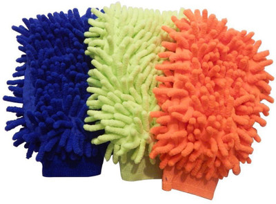 Auto Hub Microfiber Vehicle Washing  Hand Glove(Pack Of 3)