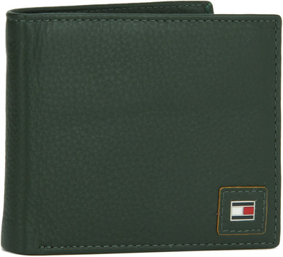 

Tommy Hilfiger Men Green Genuine Leather Wallet(4 Card Slots), Olive+ylw
