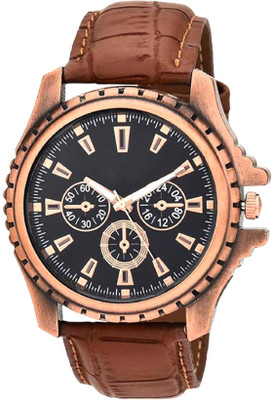 

FRIX Brown Leather Strap Copper Dial With Chronograph Watch For Boys And Men Watch Limited Eddition Watch - For Men