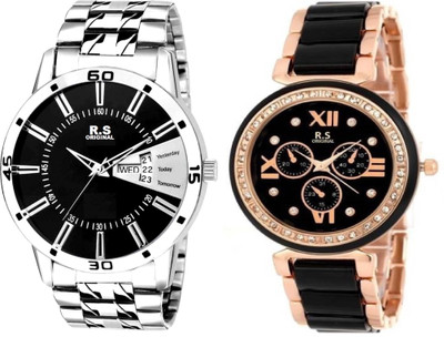 

R S Original RSO-172 DAY AND DATE BLACK WATCH FOR COPLE Watch - For Couple