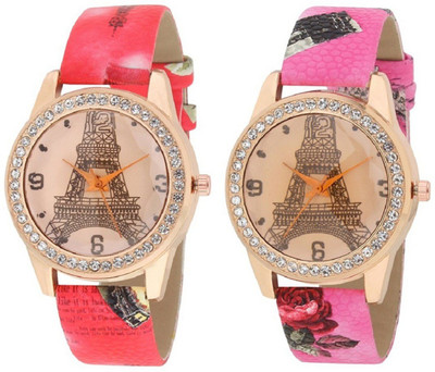 

Miss Perfect Red and Pink Efill Tower combo watches for girls Watch - For Girls