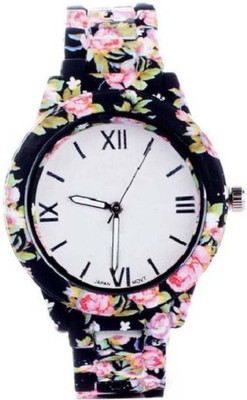 

Musket New Black Floral Print Dial With Printed Strap Girls Wrist Watch - For Girls