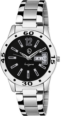 

Lugano LG 2054 Women'S Black Day Date Dial Watch - For Girls