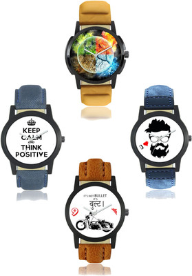 

bilmo Attractive Dial Color And Designer Leather Strap Limited Adition Pack of 4 Watch - For Men5 Watch - For Men