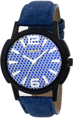 

Keepkart Blue Leather Strap Designer And Attractive Pattern Dial Watch For Couple Watch - For Men