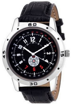 CelAura 43 Stylish Black Dial Black Leather belt Watch - For Men