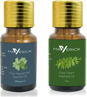Maverick Pure Peppermint & Neem Essential oil with Orifice reducer(10 ml)