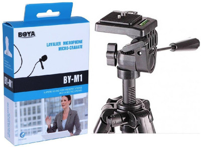 

Boya BY M1 Lavalier Microphone + Simpex 333 Black Platinum Professional Tripod Camera Microphone