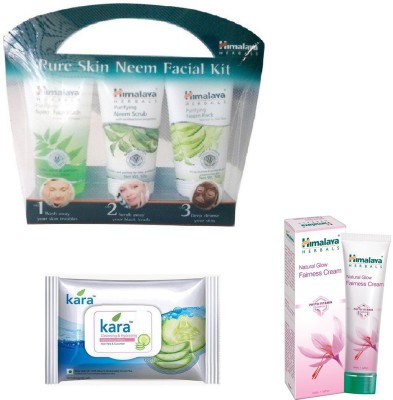 Himalaya Pure Skin Neem Facial Kit, Kara Skin Care Wipes, Natural Glow...