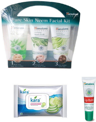 

Himalaya Pure Skin Neem Facial Kit, Kara Skin Care Wipes, Lip Balm(Set of 3)