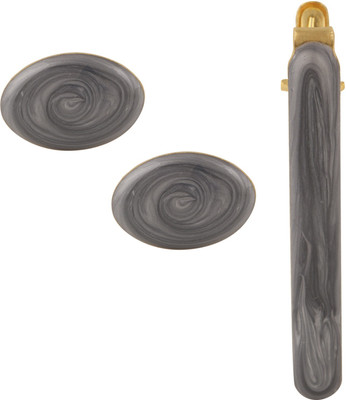 TRIPIN Brass Cufflink & Tie Pin Set(Grey)