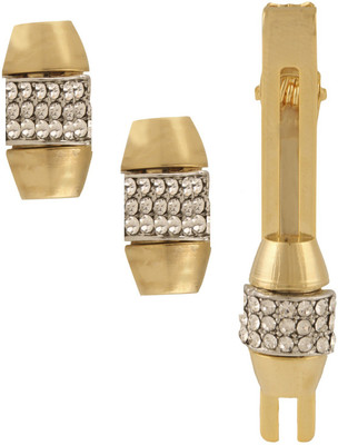 TRIPIN Brass Cufflink & Tie Pin Set(Gold)