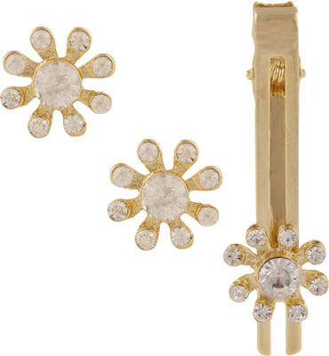 TRIPIN Brass Cufflink & Tie Pin Set(Gold)