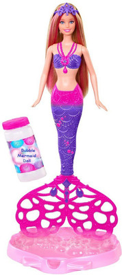 

IndusBay Mermaid Doll Bubble Series Spins Tail and Make Bubbles(Pink, Purple)
