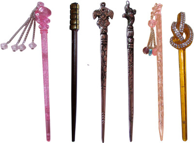 

CHARM Combo of Multi Color Juda Sticks Bun Stick(Multicolor)