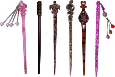 

D345 Combo of Multi Color Juda Sticks Bun Stick(Multicolor)